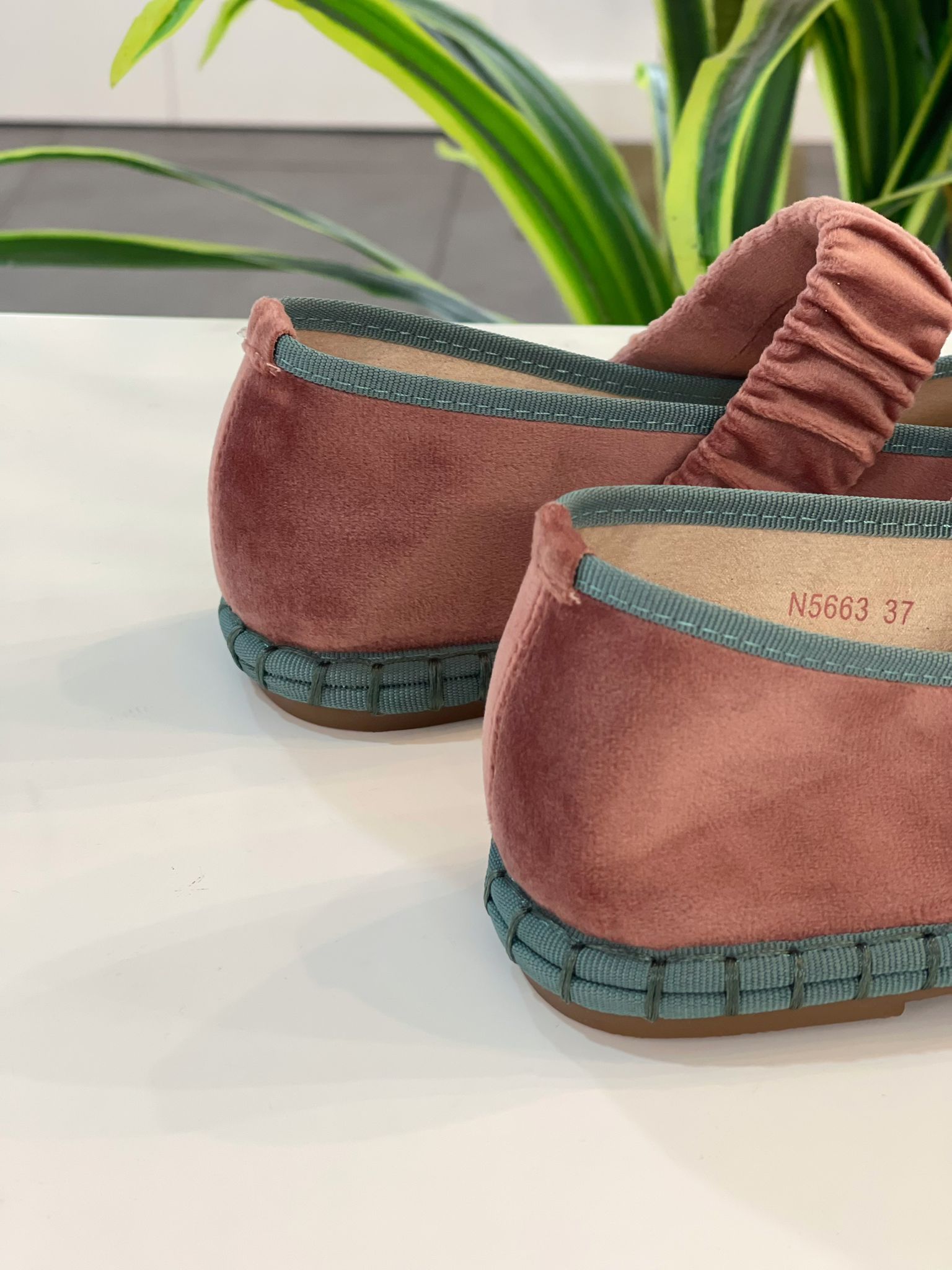Bailarina Terciopelo Ofelia - Taupe / Turquesa - Imagen 4