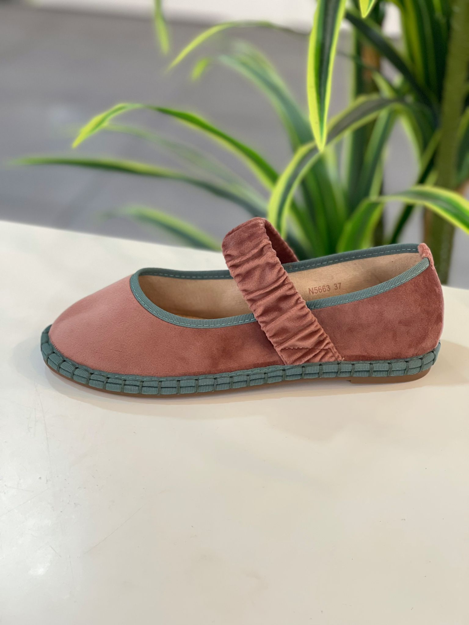 Bailarina Terciopelo Ofelia - Taupe / Turquesa - Imagen 3