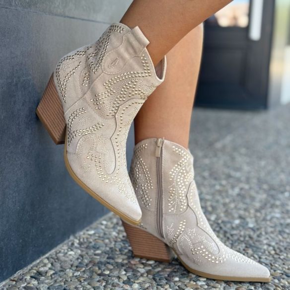 Botín Cowboy Brillos - Beige