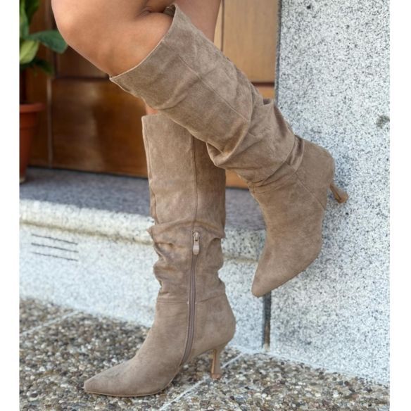 Bota Alta Antelina Arrugada - Beige