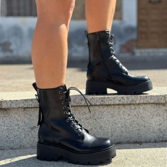 Bota Militar Plataforma - Negro