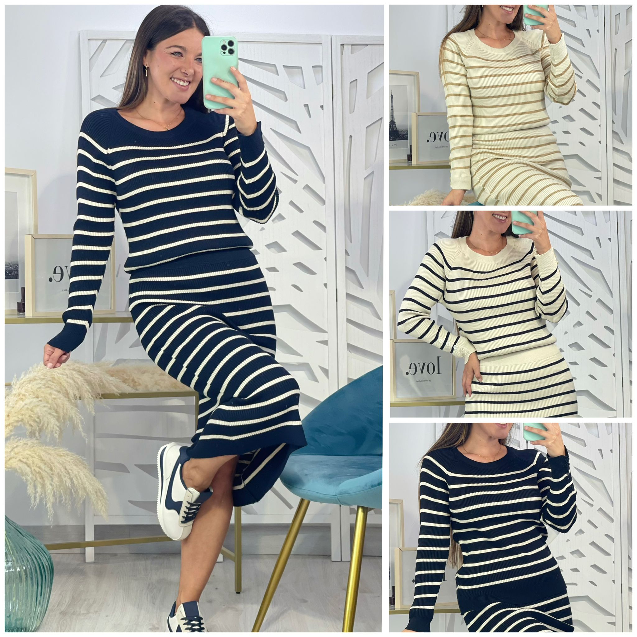 Conjunto Falda Punto Rayas