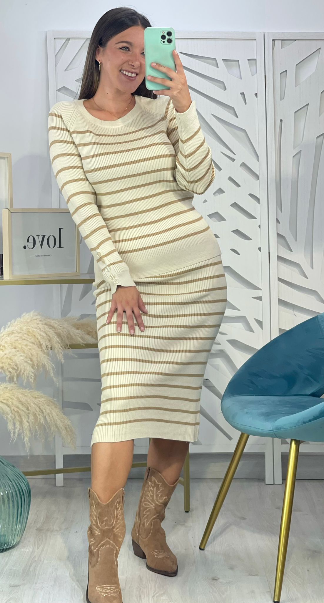 Conjunto Falda Punto Rayas - Imagen 2