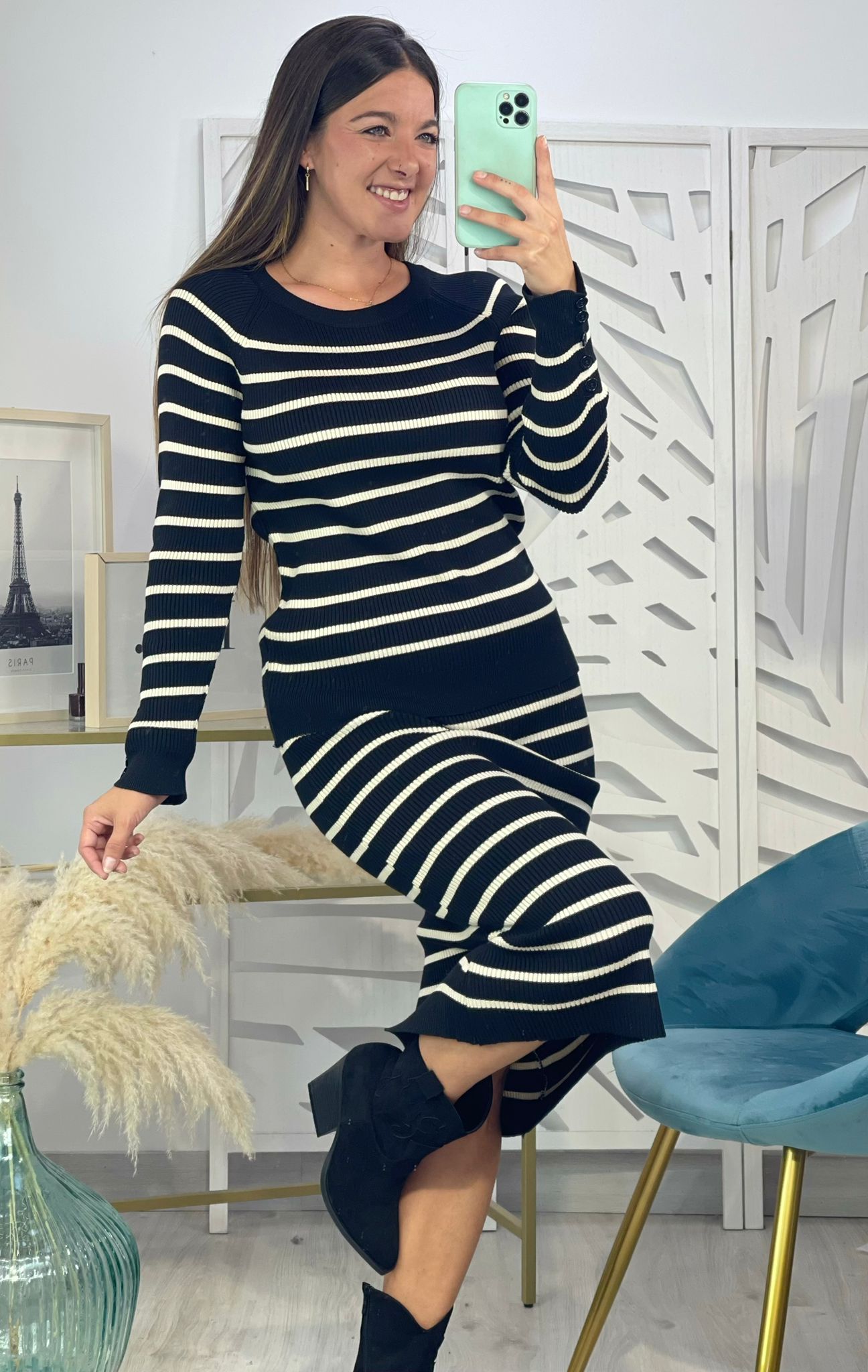 Conjunto Falda Punto Rayas - Imagen 5