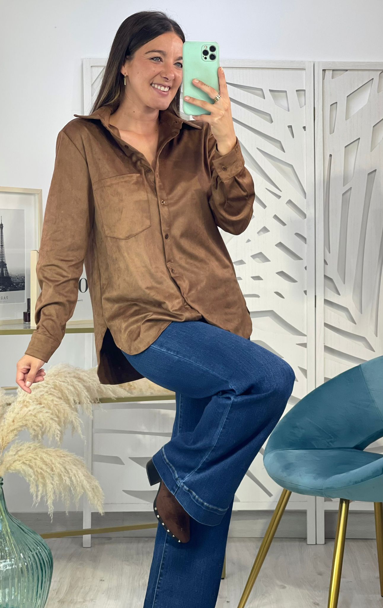 Camisa Antelina Marrón - Imagen 2