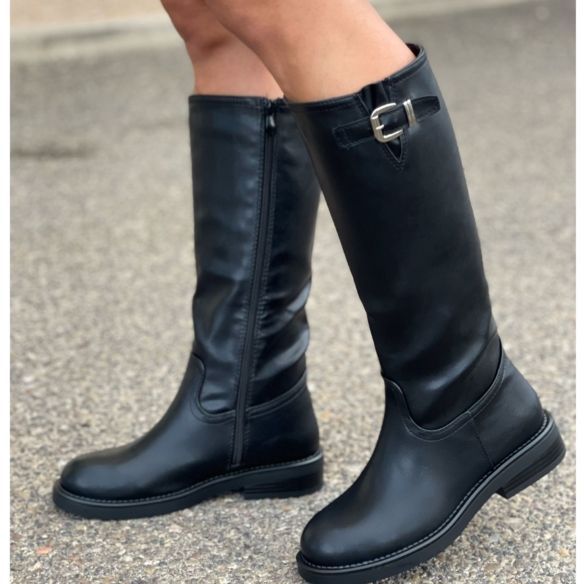 Bota Alta Hebilla - Negro