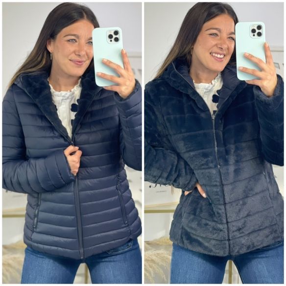 Abrigo Acolchado Reversible Pelito - Azul