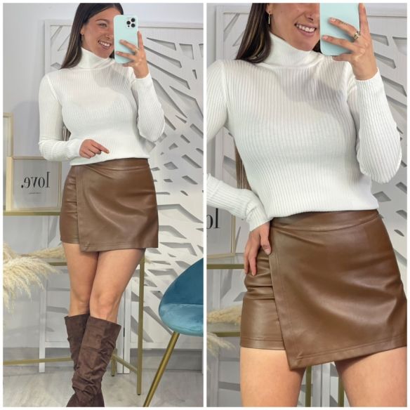 Falda Pantalón Polipiel Marrón