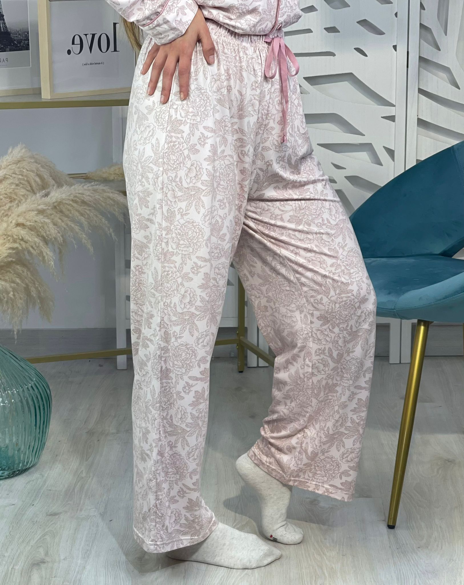 Pijama Camisero Flores Rosa - Imagen 5
