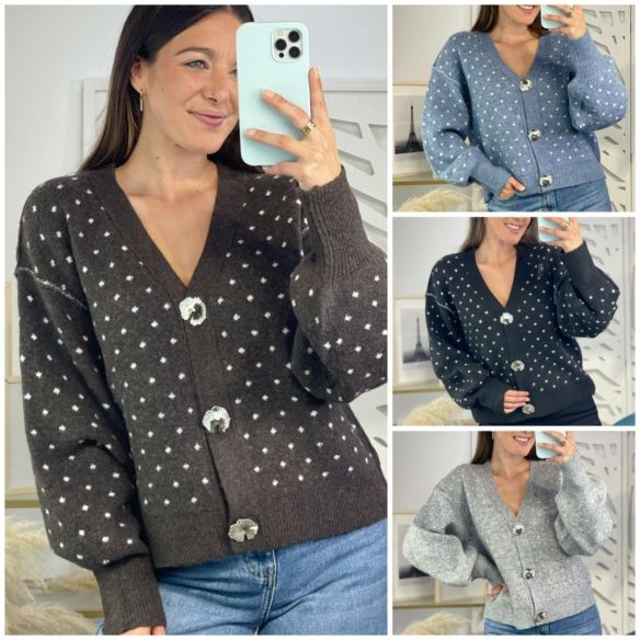 Chaqueta Puntitos Botones plateados