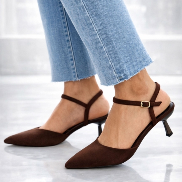 Zapato Antelina Tacón - Marrón