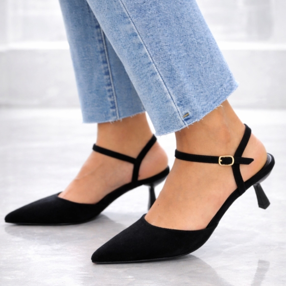 Zapato Antelina Tacón - Negro