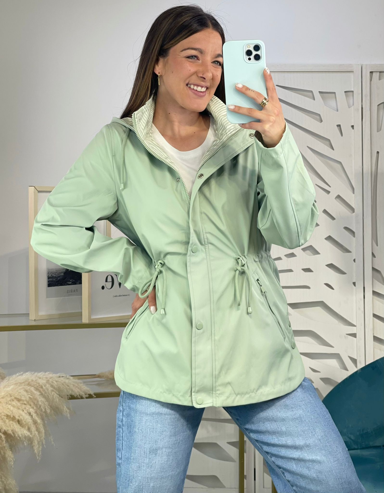 Cortavientos Reversible Rayas Verde - Imagen 4