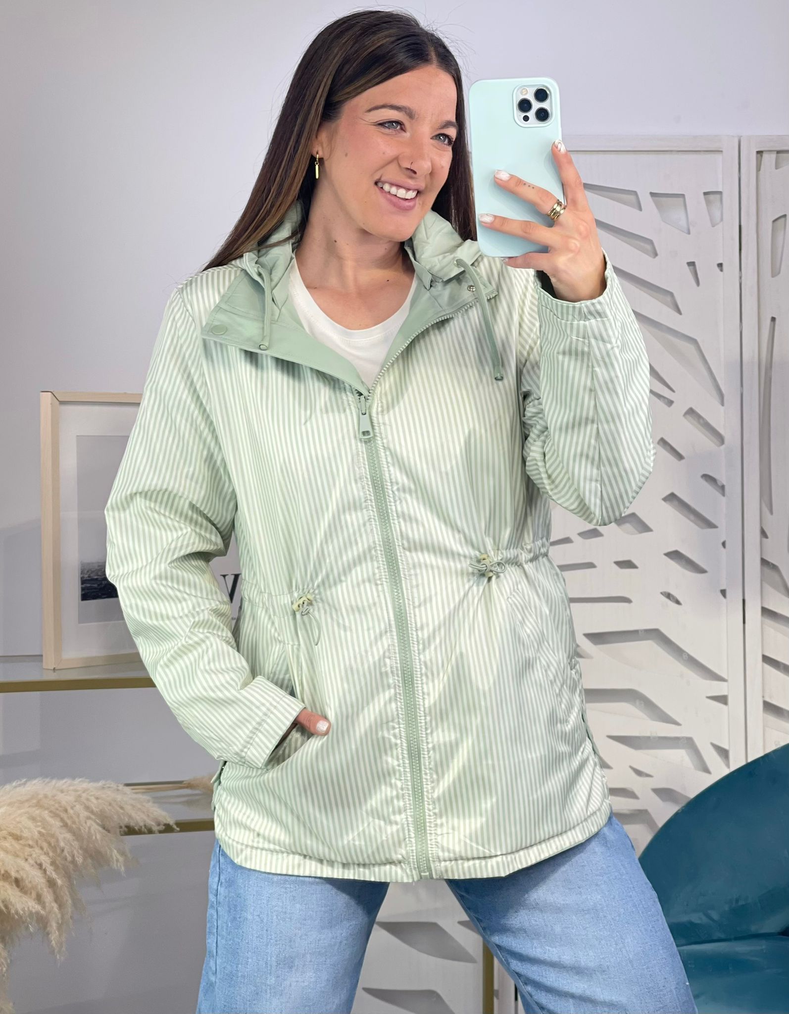 Cortavientos Reversible Rayas Verde - Imagen 5