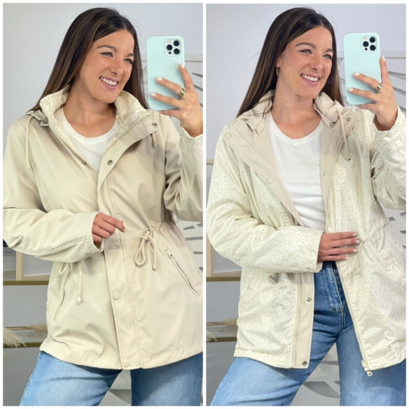Cortavientos Reversible Flores Beige