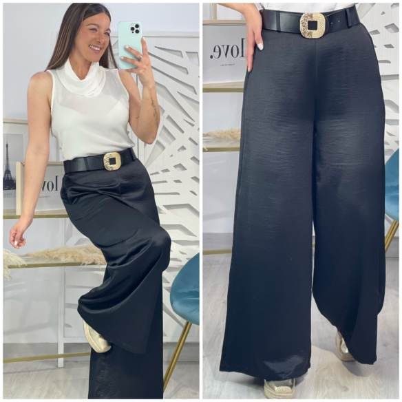 Pantalón Ancho + Cinturón Hebilla Dorada