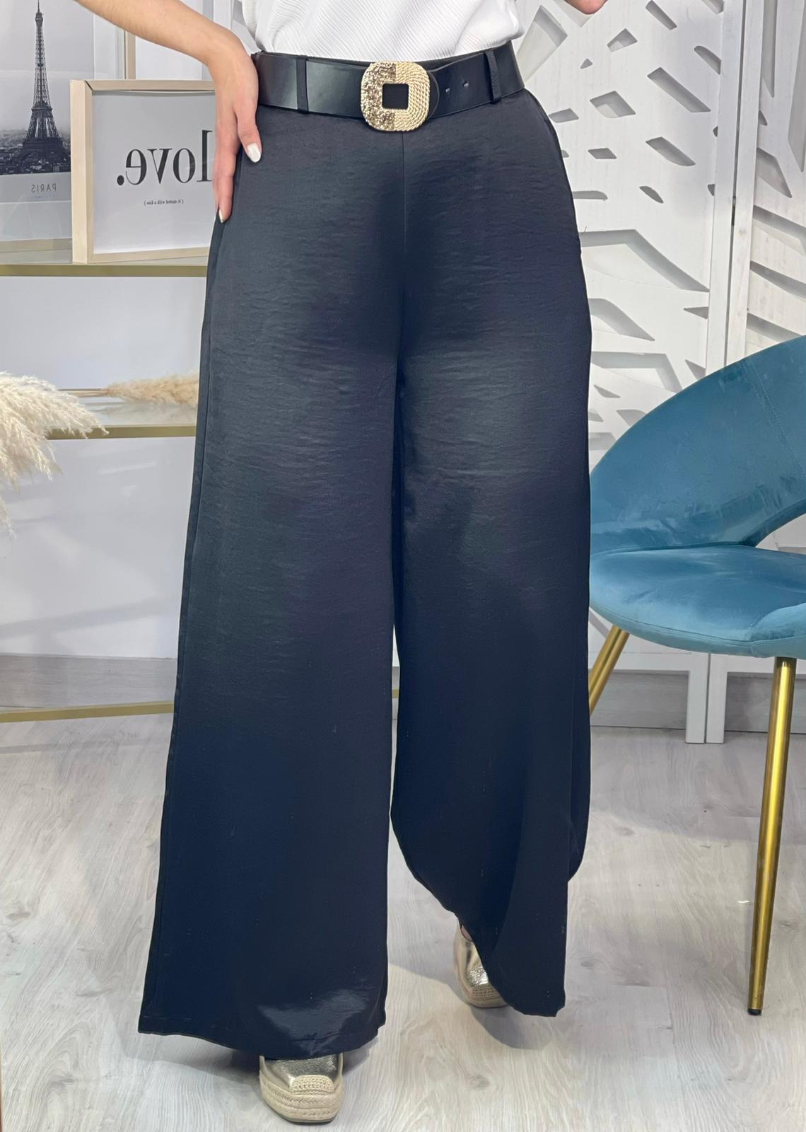 Pantalón Ancho + Cinturón Hebilla Dorada - Imagen 5