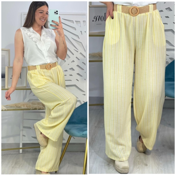 Pantalón Rayas Amarillo + Cinturón