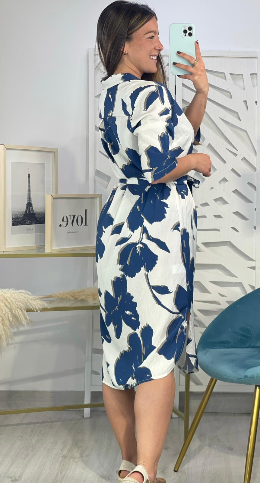 Vestido Camisero Estampado Flores - Imagen 7