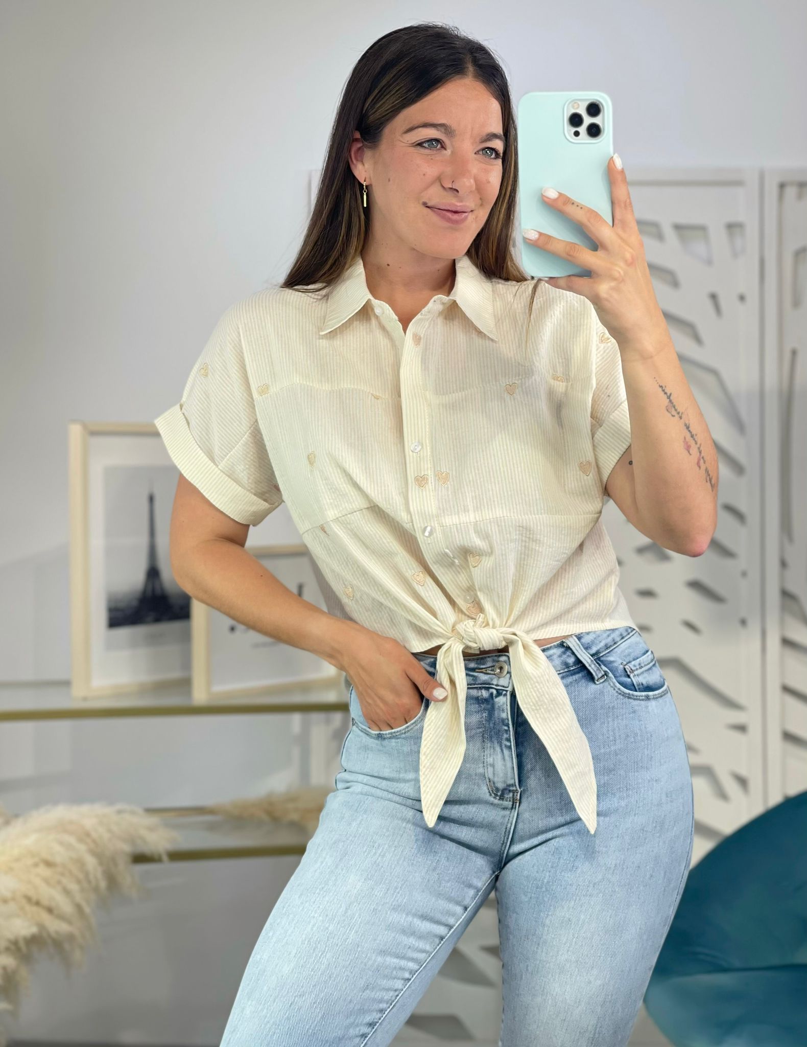 Camisa Rayas y Corazones Nudo - Imagen 4