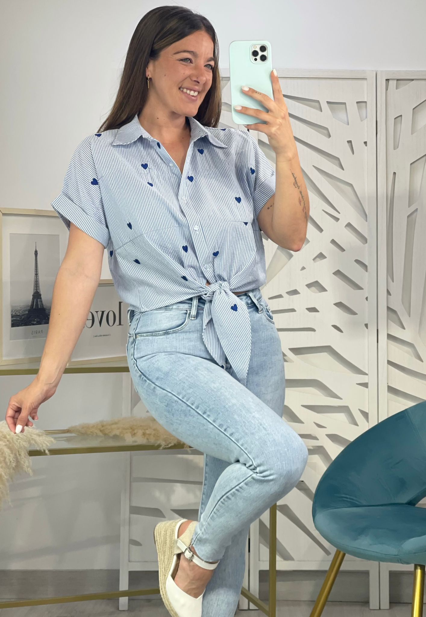 Camisa Rayas y Corazones Nudo - Imagen 2