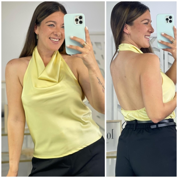 Blusa Amarilla Escote Caído