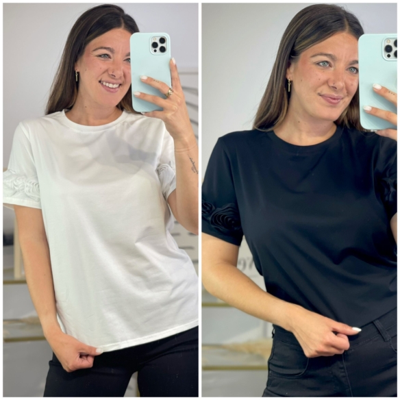 Camiseta Rosas Manga