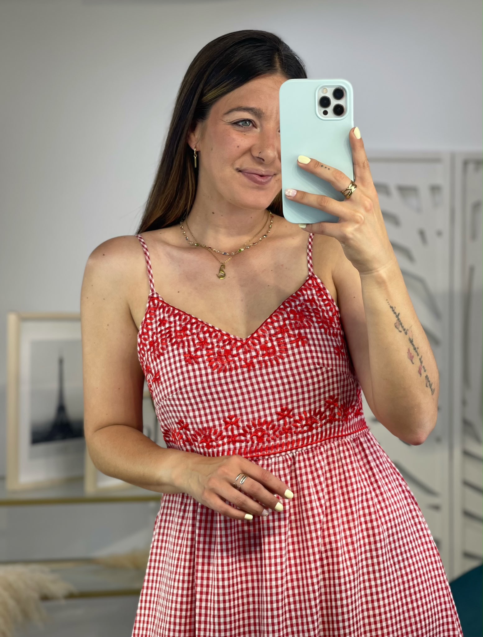 Vestido Vichy FLores Bordadas - Imagen 4