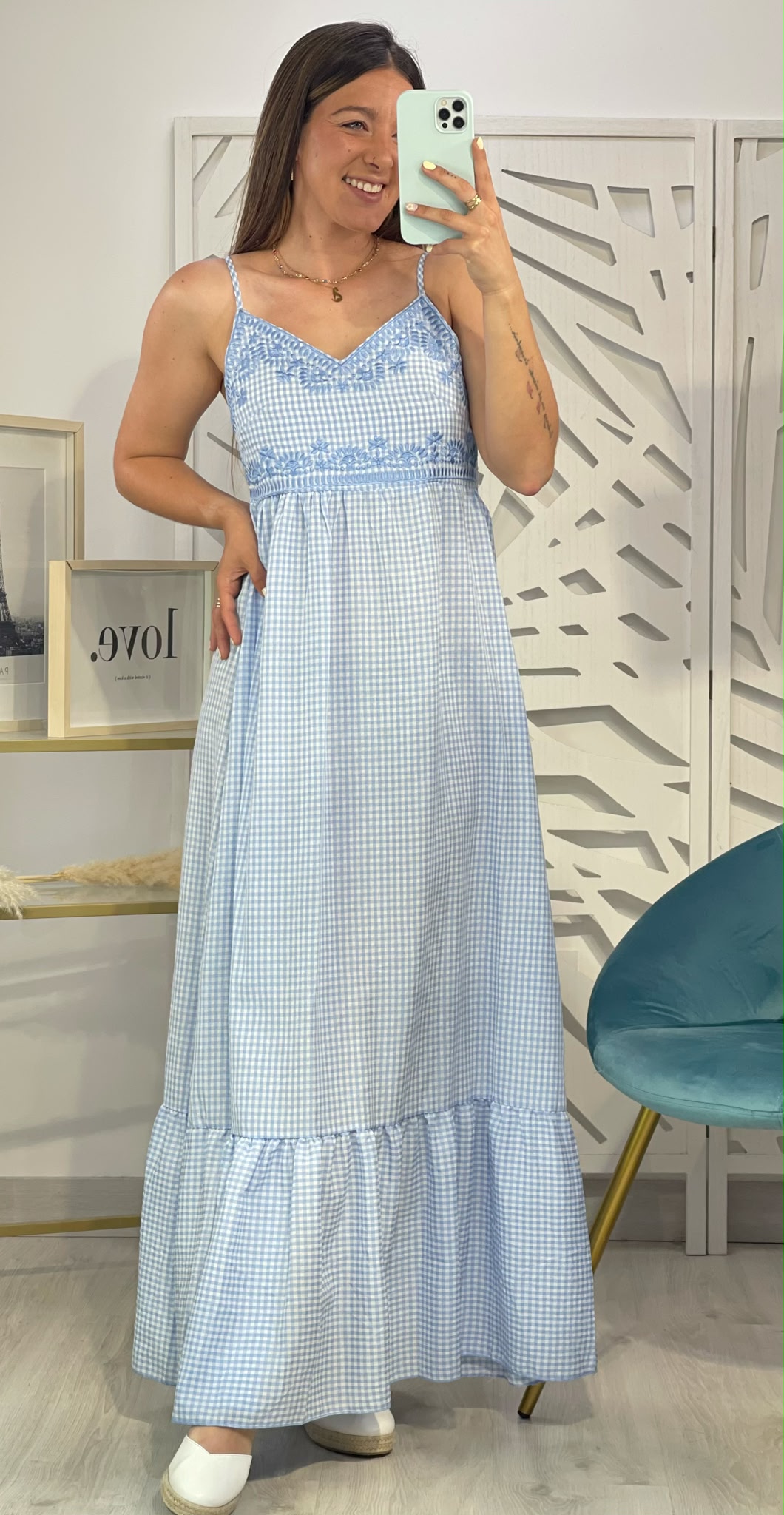 Vestido Vichy FLores Bordadas - Imagen 7