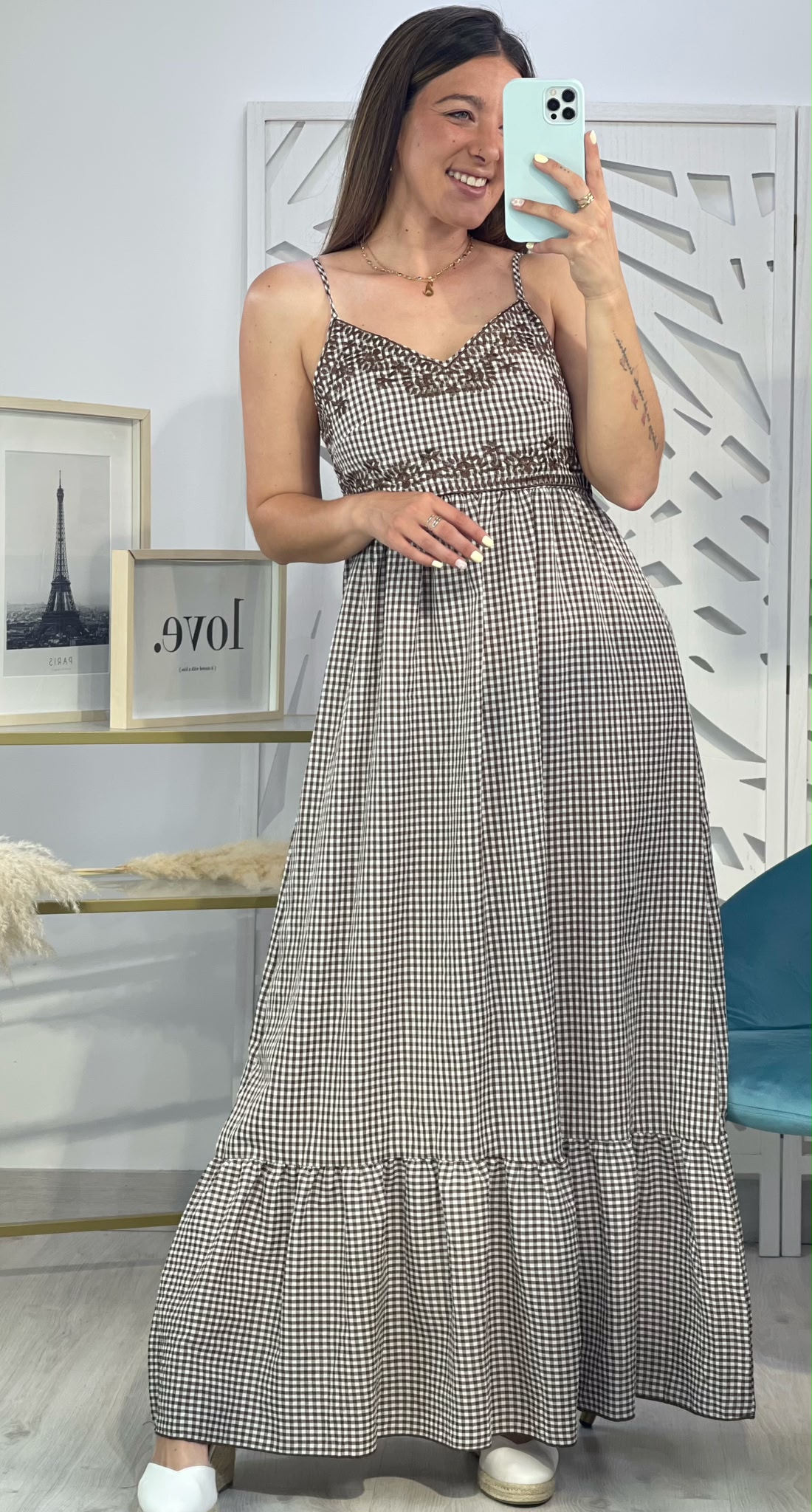 Vestido Vichy FLores Bordadas - Imagen 9