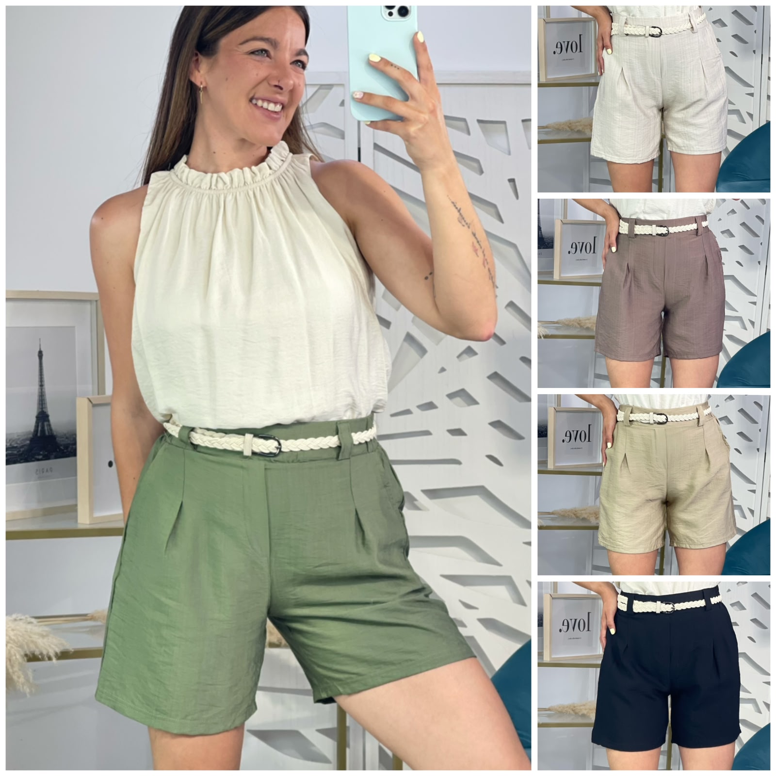 Pantalón Corto + Cinturón Trenzado