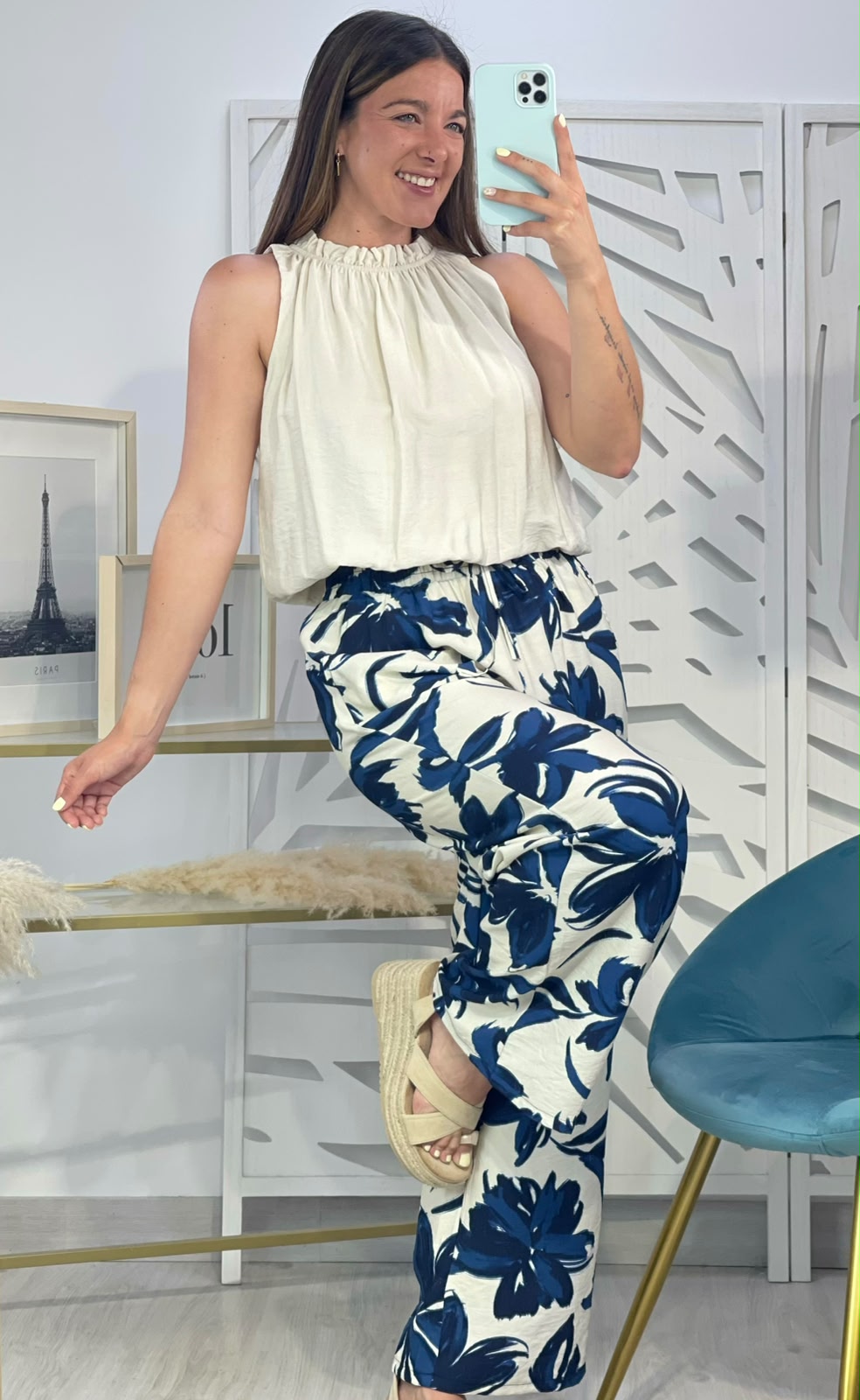 Pantalón Ancho Flores - Imagen 3