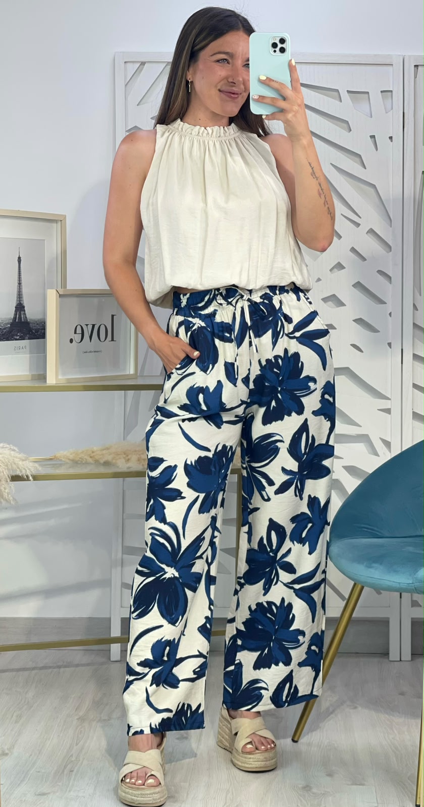 Pantalón Ancho Flores - Imagen 2