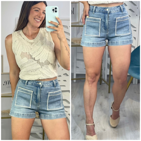 Short Vaquero Bolsillo Bordado