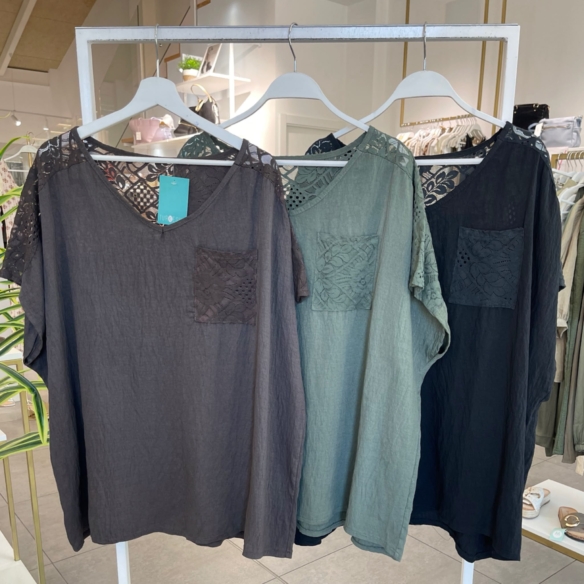 Blusa Bolsillo Espalda Emcaje (Tallas Grandes)