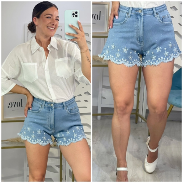 Short Flores Perlas
