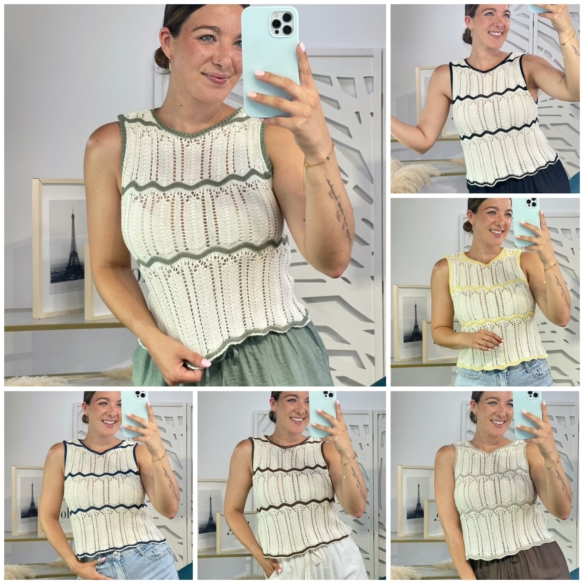 Top Crochet Ondas Bicolor