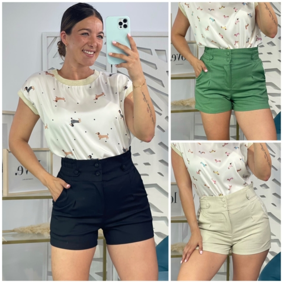 Pantalón Corto Botones Cintura
