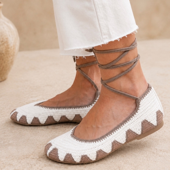 Bailarina Crochet Colores - Blanco / Beige