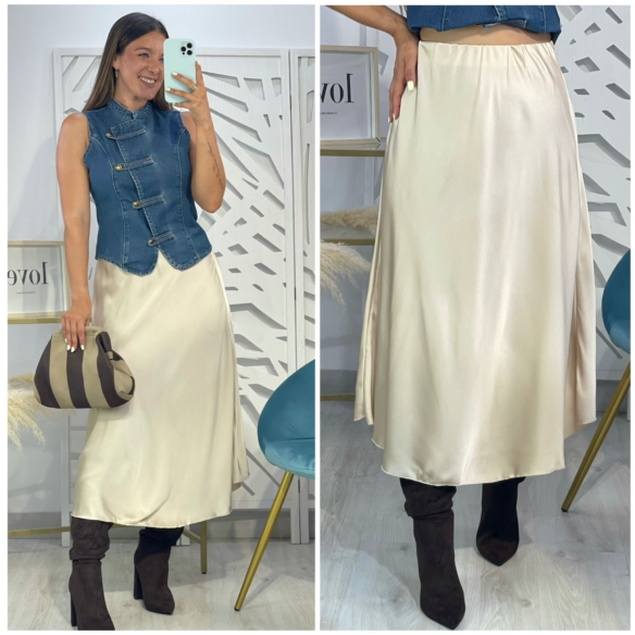 Falda Raso Beige