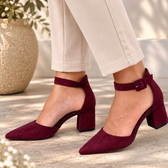 Zapato Antelina Pulsera - Granate