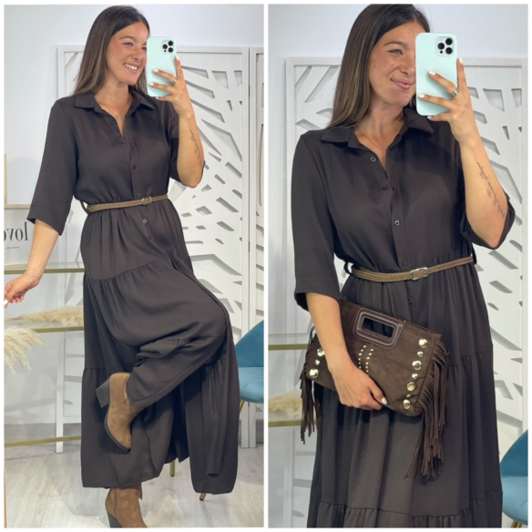 Vestido Camisero Marrón