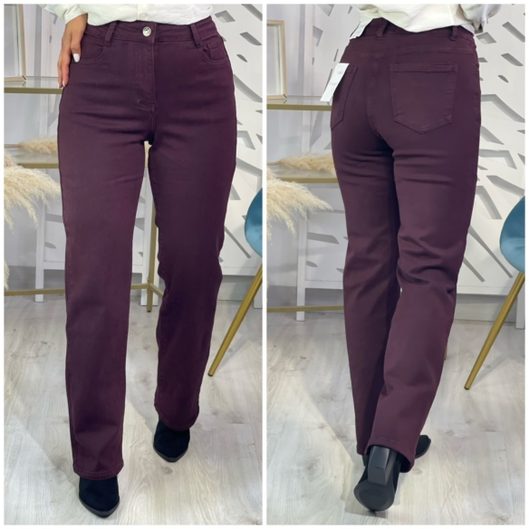 Pantalón Vaquero Recto Colores - Granate