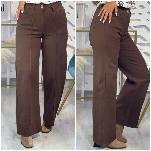 Pantalón Recto Costura Marrón